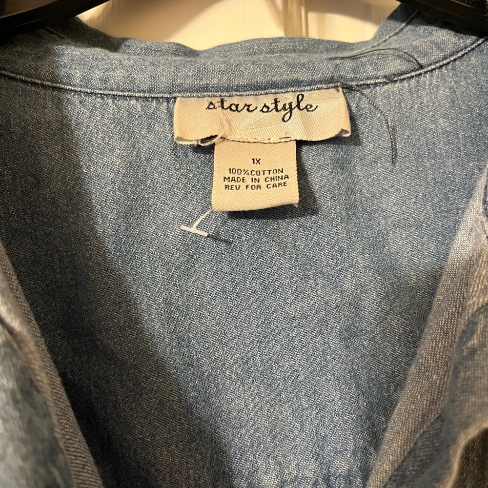 Star Style 1X distressed denim tunic dress - Picture 4 of 4